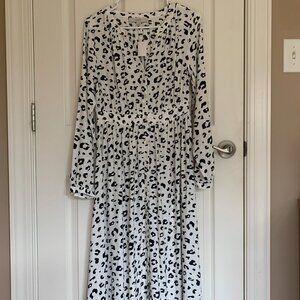 Ann Taylor LOFT Women's Animal Print Long Sleeve Dress, Black/White, size 2 NWT